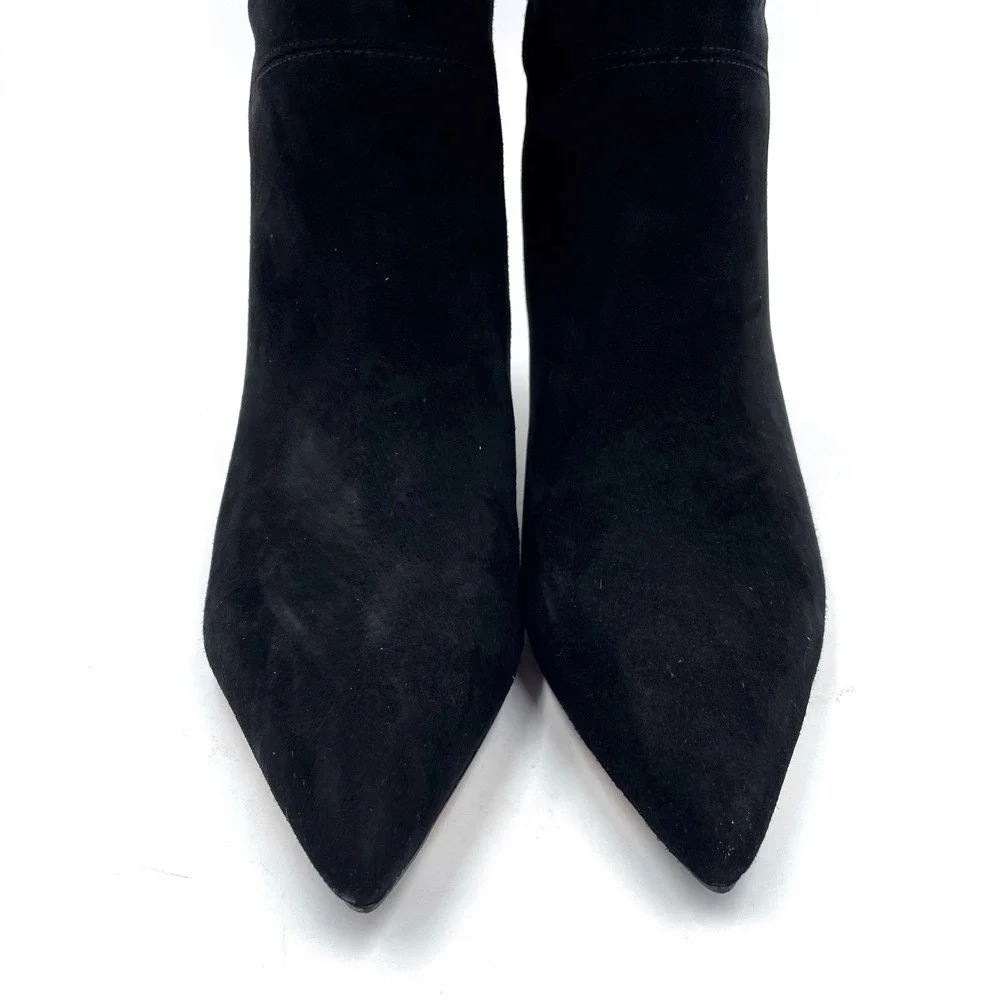Veronica Beard‎ Lexington Boots Black Suede Pointed Toe Knee High Heels Sz 6